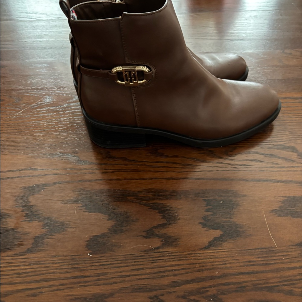 Tommy Hilfiger Brown Ankle Boots with Buckle Detail